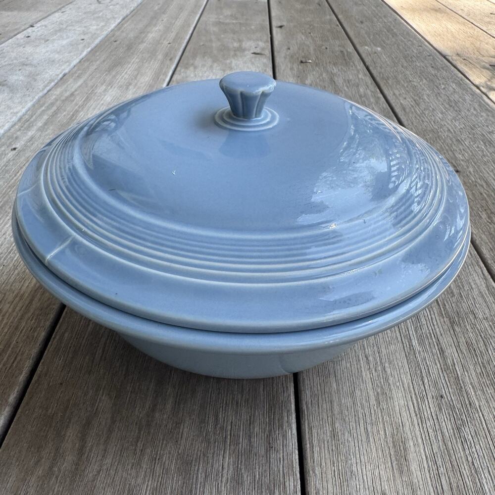 Fiesta 1 Qt Blue Round Covered Casserole Dish w/ Lid Ceramic USA